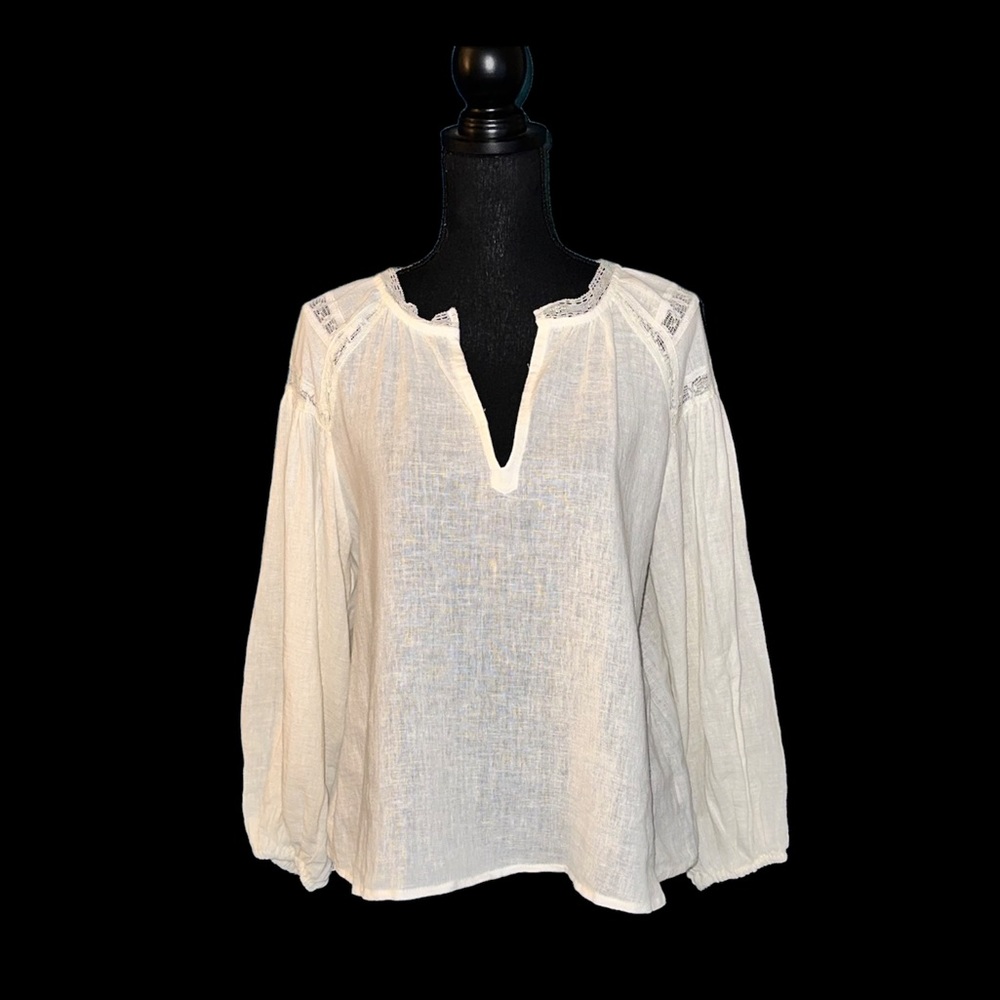 Olivaceous cotton boho blouse sz Large